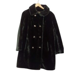 Vintage Borgazia Womens Brown Faux Fur Coat Button Front Fits Large Winter